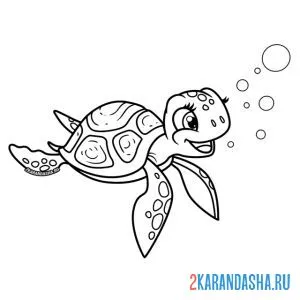Распечатать раскраску красивая черепаха морская на А4