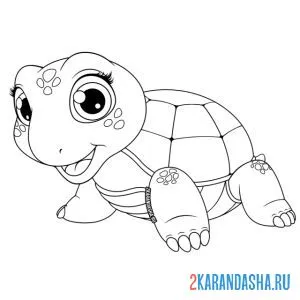 Раскраска черепаха улыбака онлайн