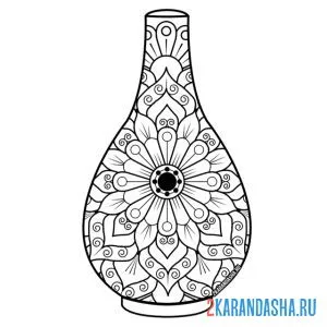 Раскраска ваза с индийским мотивом онлайн