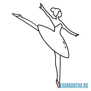 Раскраска балерина простой рисунок онлайн