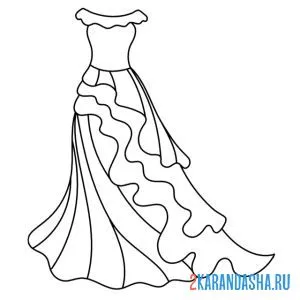 Раскраска платье с вырезом лодочка онлайн