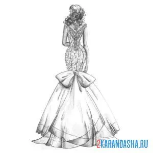 Раскраска красивое платье сзади онлайн