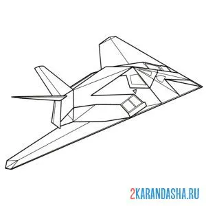 Распечатать раскраску истребитель сша lockheed f-117 nighthawk военный самолет на А4