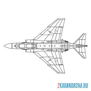 Раскраска вид сверху военный самолет онлайн