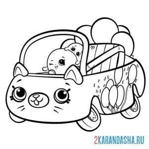 Раскраска шопкинс кабриолет с зайкой онлайн
