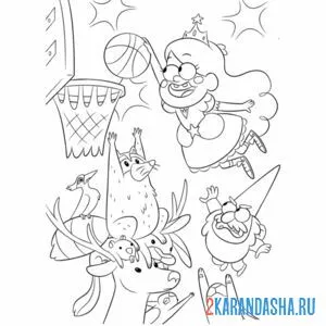 Распечатать раскраску принцесса баскетболистка на А4