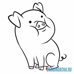 Раскраска свинка пухля сидит онлайн