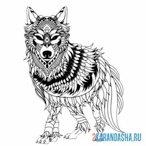 Распечатать раскраску волк лесной на А4