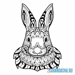 Раскраска кролик голова онлайн
