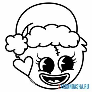 Раскраска кисси мисси в рождественской шапке онлайн