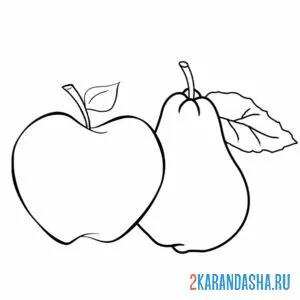 Раскраска яблоко и груша онлайн