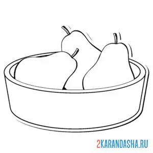 Раскраска груши в тарелке онлайн
