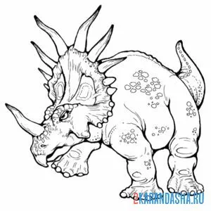 Раскраска динозавр стиракозавр онлайн