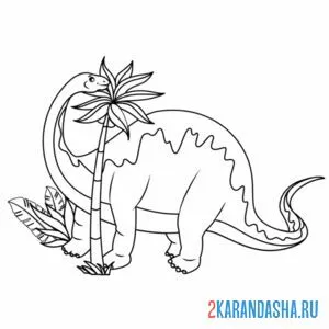 Распечатать раскраску диплодок динозавр на А4