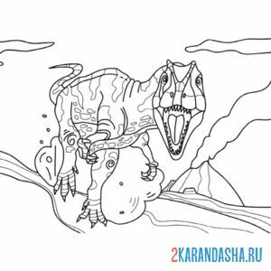 Распечатать раскраску динозавр аллозавр на А4