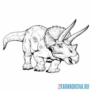 Распечатать раскраску трицератопс растительноядный динозавр на А4