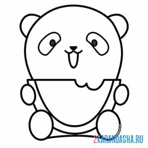 Раскраска панда ест арбуз онлайн