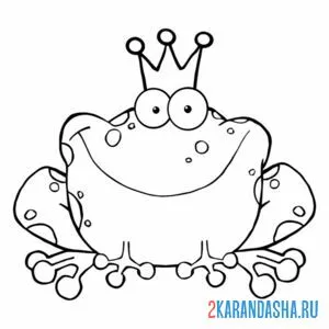 Распечатать раскраску лягушка-принцесса на А4