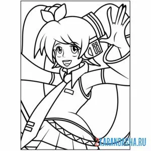 Распечатать раскраску мику персонаж аниме на А4