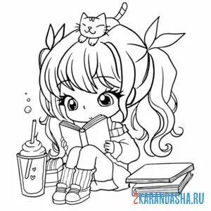 Онлайн раскраска девочка аниме школьница