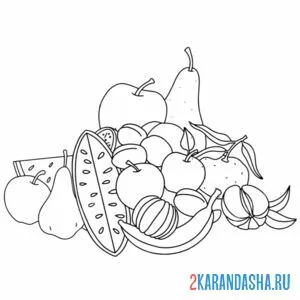 Раскраска натюрморт с фруктами онлайн