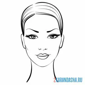 Распечатать раскраску лицо девушки для обучения макияжа на А4