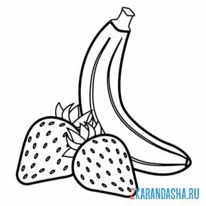 Раскраска клубника, банан онлайн