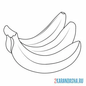 Распечатать раскраску три спелых банана на А4