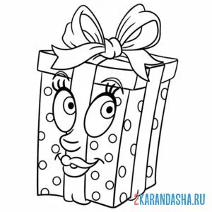 Раскраска бант на подарке онлайн