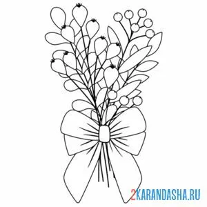 Раскраска цветы с бантом онлайн