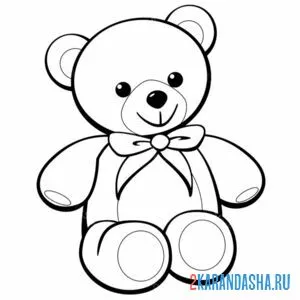 Раскраска медведь с бантиком онлайн