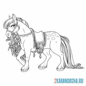 Раскраска красивая статная лошадь онлайн
