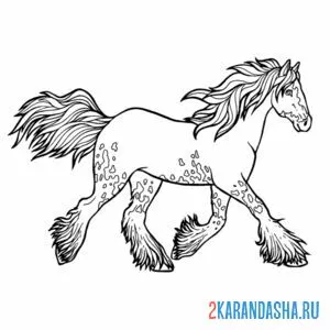 Раскраска скачет конь лошадка онлайн