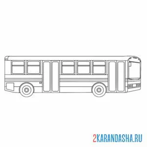 Распечатать раскраску большой пассажирский автобус на А4