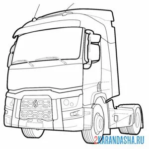 Раскраска грузовик автопоезд renault t 440 онлайн