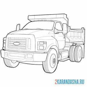 Распечатать раскраску грузовик ford f-750 tonka на А4