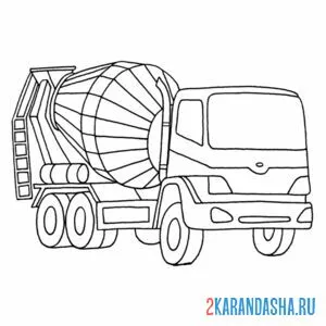 Раскраска бетономешалка-грузовик онлайн