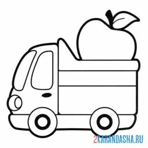 Раскраска грузовик с яблоком онлайн