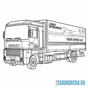 Раскраска грузовик tiger express truck онлайн