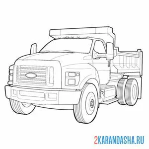 Распечатать раскраску городской пикап грузовик на А4