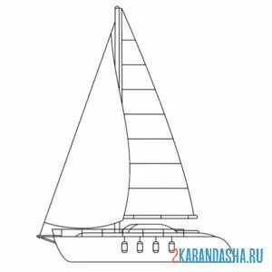 Раскраска простая лодка парусная онлайн