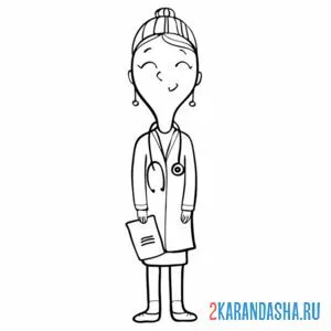 Раскраска девушка врач онлайн