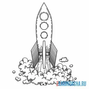 Раскраска пуск ракеты в космос онлайн