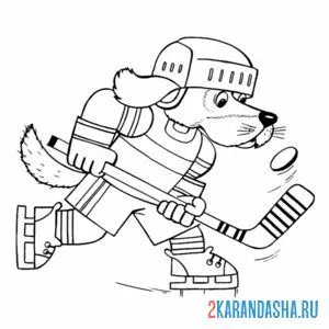Раскраска хоккей собачка онлайн