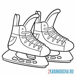 Раскраска коньки хоккеиста онлайн
