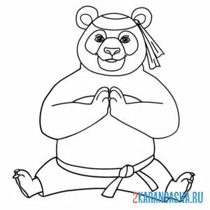 Раскраска панда каратист онлайн