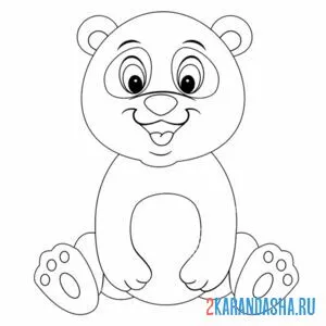 Раскраска панда малыш онлайн