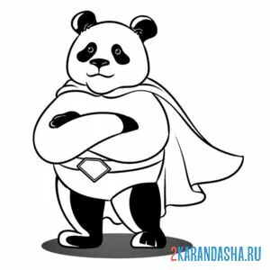 Распечатать раскраску панда супергерой на А4