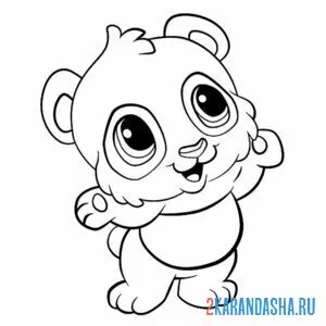 Раскраска панда милый персонаж онлайн