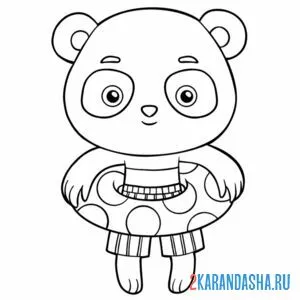 Раскраска панда и спасательный круг онлайн